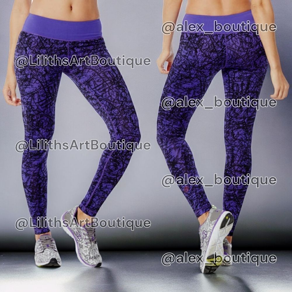 Zumba Scribble Perfect Long Leggings Purple Moon Size S (E025)
